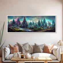 Load image into Gallery viewer, High Fantasy Forest Wall Art, Ready To Hang Canvas Print, Panoramic Art, Fantasy RPG Concept Art
