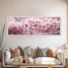 Cargar imagen en el visor de la galería, Cherry Blossoms In The Spring, Framed Canvas Print, Photography Print, Panoramic Wall Art, Above Sofa Decor

