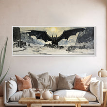Load image into Gallery viewer, Panoramic Of a Dragon, Framed Canvas Print, Fantasy Decor, Fantasy Dragon Painting
