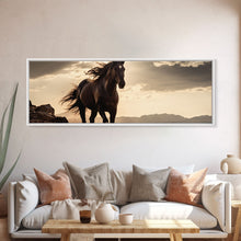 Carregar imagem no visualizador da galeria, Canvas Wall Art, Horse Photography Print, Framed Canvas Print, Horse Wall Decor, Panoramic Wall Art, Large Wall Art, Rustic Decor
