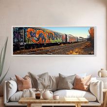 Carregar imagem no visualizador da galeria, Abandoned Train Tracks, Urban Decay Graffiti Photography, Framed Canvas Print, Industrial Loft Decor, Loft Wall Art, Urban Art
