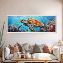 Load image into Gallery viewer, Sea Turtle Framed Canvas Print, Beautiful Sea Turtle Wall Art, Sea Turtle Print, Nursery Decor, Nursery Wall Art

