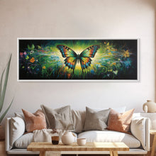 Cargar imagen en el visor de la galería, Panoramic Extra Wide Butterfly Wall Art Canvas Print, Framed Wall Art, Girl&#39;s Room Decor, Kid Room Art, Christmas Gift

