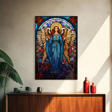 Carregar imagem no visualizador da galeria, Angel, Fantasy Artwork Canvas Print, Wall Hanging, Portrait Art, Stained Glass Art, Mystical Wall Art, Tiny House Decor, Gift For Women
