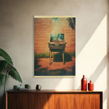 Load image into Gallery viewer, Barbecue Grill, Farmhouse Wall Art, Outdoors Art, Grill Gifts, Canvas Print, Wall Hanging, Portrait Art, Man Cave Art, Office Wall Decor
