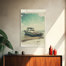 Load image into Gallery viewer, Boat Wall Art, Beach Wall Art, Coastal Wall Art, Canvas Print, Wall Hanging, Portrait Art, Home Wall Decor, Office Wall Art, Unique Gift
