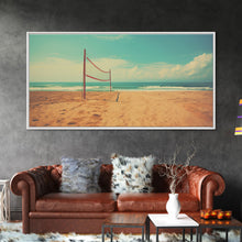 Carregar imagem no visualizador da galeria, Beach Volleyball Net, Framed Canvas Print, Liminal Art, Framed Wall Decor, Beach Photography, Surf Art, Surf Print, Nautical Decor
