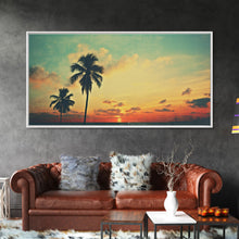 Load image into Gallery viewer, Distressed Old Photo Of Miami Beaches In the 1980s - Framed Canvas Print - Photography Print - Vaporwave Aesthetic Wall Art
