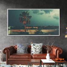 Carregar imagem no visualizador da galeria, A Miami Rain Storm, Framed Canvas Print, Liminal Art, Liminal Spaces, Framed Wall Art, Game Room Decor, Dark Moody Art
