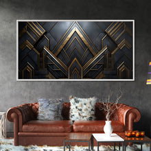 Cargar imagen en el visor de la galería, Black and Gold Art Deco Wall Art, Framed Canvas Print, 1920s Art Deco Print, Stylish Art Deco Canvas Poster, Framed or Unframed, Retro
