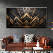 Cargar imagen en el visor de la galería, Black and Gold Art Deco Wall Art, Framed Canvas Print, 1920s Art Deco Print, Stylish Art Deco Canvas Poster, Framed or Unframed, Retro
