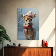 Carregar imagem no visualizador da galeria, Cute Christmas Deer - Farmhouse Christmas Decor - Fawn Dressed For Christmas - Xmas Decor - Christmas Wall Art- Holiday Decorations
