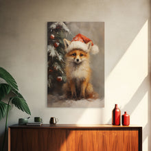 Carregar imagem no visualizador da galeria, Cute Christmas Red Fox - Farmhouse Christmas Decor - Fawn Dressed For Christmas - Xmas Decor - Christmas Wall Art- Holiday Decorations
