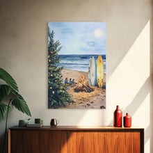 Cargar imagen en el visor de la galería, Christmas At The Beach, Framed Canvas Print, Christmas Decor, Christmas Art, Christmas Art Prints, Tropical Christmas, Beach House Art
