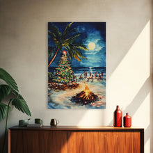 Carregar imagem no visualizador da galeria, A Beach Christmas Framed Canvas Print, Christmas Painting, Tropical Beach Xmas Decor
