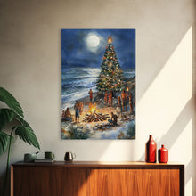 Cargar imagen en el visor de la galería, Christmas At The Beach, Framed Canvas Print, Christmas Decor, Christmas Art, Christmas Art Prints, Tropical Christmas, Beach House Art
