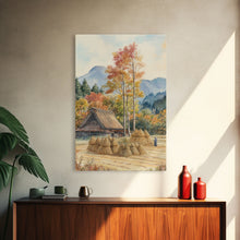 Carregar imagem no visualizador da galeria, Fall Hay harvest, framed canvas print, autumn decor, fall wall art
