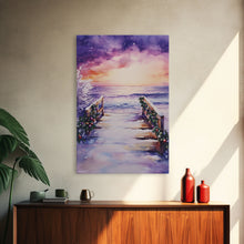 Carregar imagem no visualizador da galeria, Beach Christmas Decor, Framed Canvas Print, Christmas At The Beach, Nautical / Tropical Holiday Wall Art
