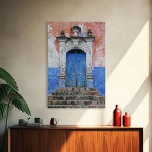 Cargar imagen en el visor de la galería, Change3 Mexican Wall Art, Colorful Mexican Door Architecture Painting Framed Canvas Print, Traditional Hacienda Architecture, Ready To Hang
