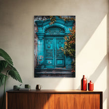 Cargar imagen en el visor de la galería, Change23 Mexican Wall Art, Colorful Mexican Door Architecture Painting Framed Canvas Print, Traditional Hacienda Architecture, Ready To Hang
