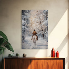 Cargar imagen en el visor de la galería, Cowboy by Window with Coffee Framed Canvas Print - Cozy Christmas Wall Art 2024 Rustic Holiday Decor and Gift Idea
