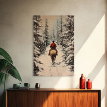 Load image into Gallery viewer, Cowboy on Horseback in Golden Autumn Trees Framed Canvas Print Rustic Christmas Wall Art Fall Decor Country Christmas Gift Seasonal Wall Art
