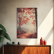 Load image into Gallery viewer, Framed Canvas Print of Autumn Path with Fall Leaves, Seasonal Wall Art, Modern Farmhouse, Gift Idea, Rustic Fall Decor, Autumn Landscape
