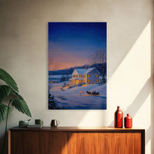 Load image into Gallery viewer, Cozy Snowy House Winter Landscape Framed Canvas Print Wall Art Christmas Decor, Country Christmas Art Gift, Winter Wonderland Art
