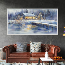 Cargar imagen en el visor de la galería, Christmas home decor, canvas print, winter landscape art, Christmas tree art, Christmas wall art, framed art, holiday wall art
