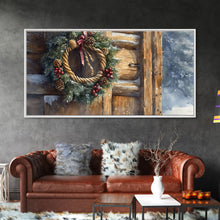 Cargar imagen en el visor de la galería, Christmas door decor, rustic Christmas decor, canvas print, Christmas decor wood, Christmas wall decor, holiday wall art
