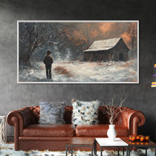 Load image into Gallery viewer, Cowboy On The Farm, Framed Canvas Print Fall Cowboy Wall Art Above Sofa Decor Moody Fall Western Wall Art
