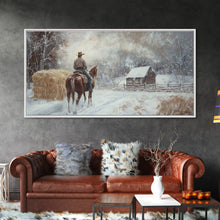 Carregar imagem no visualizador da galeria, Autumn-themed Framed Canvas Print of a cowgirl in a pumpkin patch surrounded by vibrant fall leaves, seasonal decor and cozy fall accents
