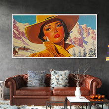 Load image into Gallery viewer, Framed Canvas Print autumn meets winter with vibrant fall trees snow-covered fields, seasonal art a unique blend of autumn winter decor
