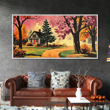 Carregar imagem no visualizador da galeria, Autumn Landscape Framed Canvas Print, Cozy Country Farmhouse Pathway Art, Fall Home Decor, Modern Farmhouse Seasonal Wall Art Gift Idea
