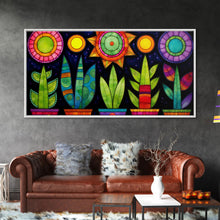 Carregar imagem no visualizador da galeria, Boho Style Minimalist Arizona Art, Framed Canvas Print, Retro Abstract Succulent Art, Southwest Decor
