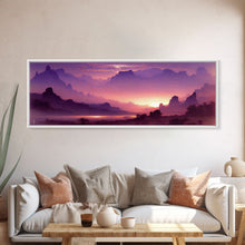 Load image into Gallery viewer, A Beautiful Mountain Scene at Sunset, Extra Large Wall Art, Framed Panoramic Canvas Print, Framed Wall Art
