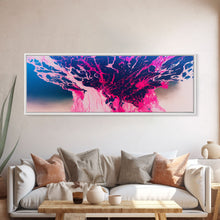 Carregar imagem no visualizador da galeria, Bubblegum Pink Abstract Explosion Art, Extra Large Wall Art, Framed Panoramic Canvas Print, Framed Wall Art
