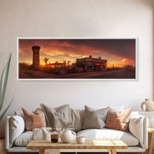 Load image into Gallery viewer, Wild West Abandoned Saloon, Extra Large Wall Art, Framed Panoramic Canvas Print, Framed Wall Art
