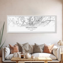 Load image into Gallery viewer, Panoramic Birmingham City Map, Alabama Art, Map Print, Minimalist Wall Art, Canvas Art, Housewarming Gift, Street Map Art, Closing Gift
