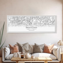 Load image into Gallery viewer, Panoramic Birmingham City Map, United Kingdom Art, Map Print, Minimalist Wall Art, Canvas Art, Housewarming Gift, Street Map, Closing Gift
