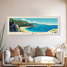 Carregar imagem no visualizador da galeria, Apella Beach, Greece Panoramic Print, Vacation Gift, Greece Wall Art, Vacation Wall Art, Vacatation Memories, Beach Decor, Beach Or Lakehouse Art
