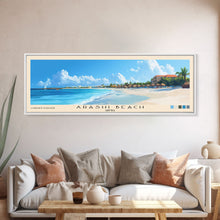 Carregar imagem no visualizador da galeria, Arashi Beach, Aruba Panoramic Print, Vacation Gift, Aruba Wall Art, Beach Painting, Beach Decor, Large Wall Art, Wood Frame Art

