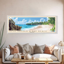 Carregar imagem no visualizador da galeria, Archer’s Bay Beach, Barbados Panoramic Beach Print, Vacation Gift, Barbados Wall Art, Framed Canvas Print, Framed Beach Painting

