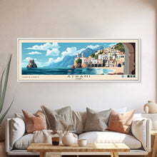 Carregar imagem no visualizador da galeria, Atrani, Italy Panoramic Print, Vacation Gift, Italy Wall Art, Beach Painting, Beach Decor, Beach Or Lakehouse Art
