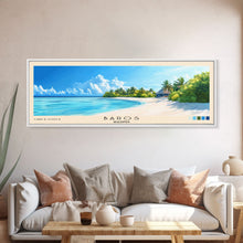 Load image into Gallery viewer, Baros, Maldives Panoramic Print, Vacation Gift, Maldives Wall Art, Beach Painting, Beach Decor, Large Wall Art, Wood Frame Art
