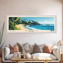 Load image into Gallery viewer, Bentota, Sri Lanka Panoramic Beach Print, Vacation Gift, Sri Lanka Wall Art, Framed Canvas Print, Framed Beach Painting
