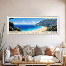 Carregar imagem no visualizador da galeria, Butterfly Valley Beach, Turkey Panoramic Print, Vacation Gift, Turkey Wall Art, Beach Painting, Beach Decor, Large Wall Art, Wood Frame Art
