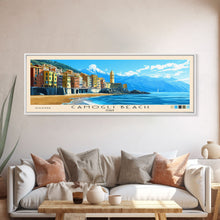 Carregar imagem no visualizador da galeria, Camogli Beach, Italy Panoramic Beach Print, Vacation Gift, Italy Wall Art, Beach Painting, Beach Decor, Beach Painting
