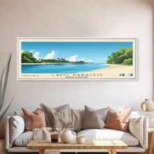 Cargar imagen en el visor de la galería, Cayo Paraiso, Dominican Republic Panoramic Beach Print, Vacation Gift, Dominican Republic Wall Art, Beach Painting, Beach Decor, Beach Painting
