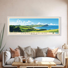 Cargar imagen en el visor de la galería, Chatham Island, New Zealand Panoramic Print, Vacation Gift, New Zealand Wall Art, Beach Painting, Beach Decor, Beach Or Lakehouse Art
